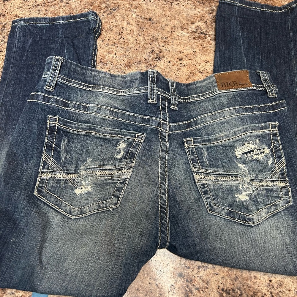 Blue Distressed Ankle Cropped Jeans